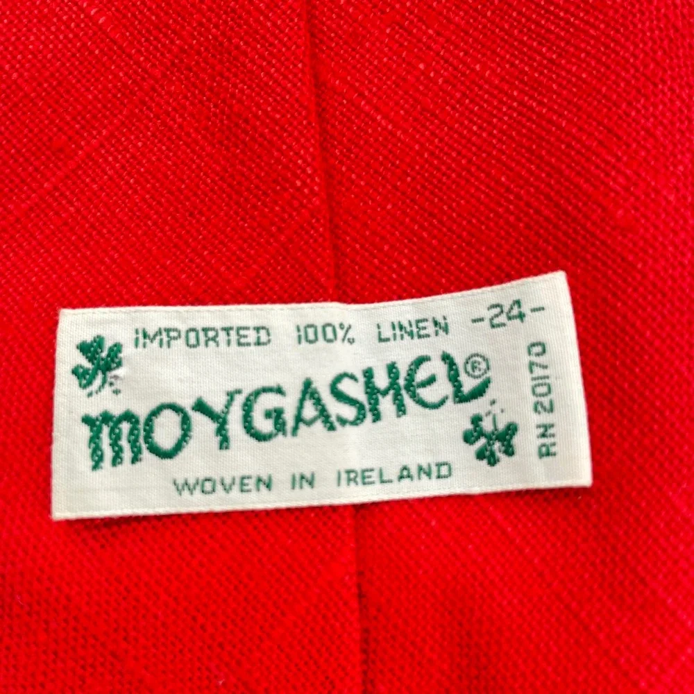 Moygashel Red 100% Irish Linen Tie Woven in Ireland Solid Textured 56 x 4